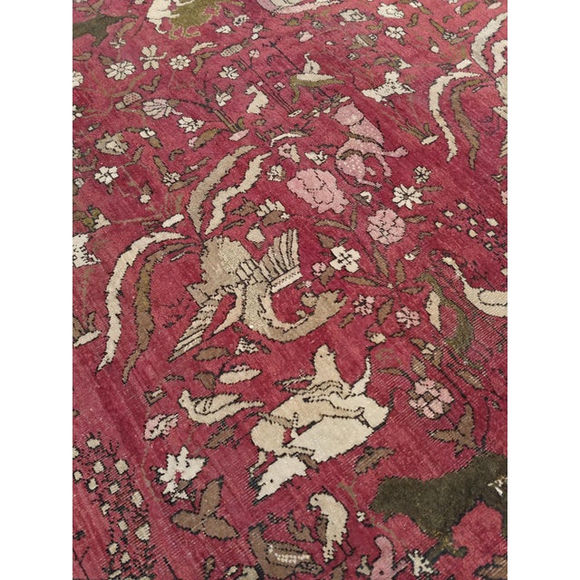 Antique Indian Agra Carpet, Hunting Rugs, Oriental Rugs, Red, Gold, Ivory, Brown For Sale - Image 11 of 18