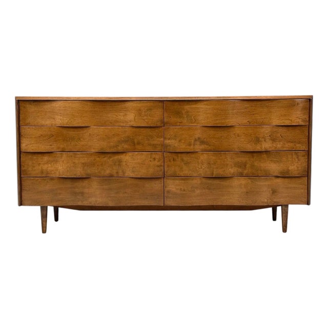 Edmond J Spence, Swedish Modern, Maple, Rare Wave Dresser, 1950s For Sale