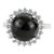 Antique Style Black Star Statement Ring With Sparkling Halo Zircons Size 6.5 For Sale