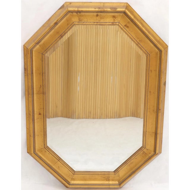 Decorative Octagon Gilt Frame Beveled Wall Mirror For Sale - Image 4 of 8