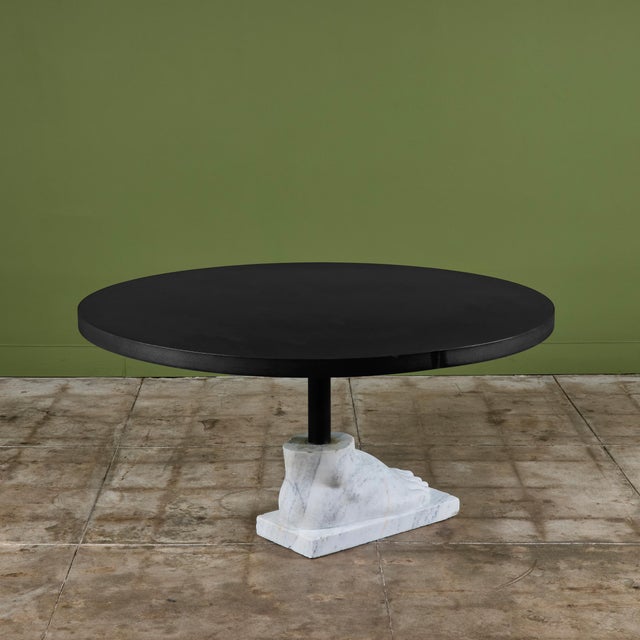 Postmodern Pedestal Dining Table with Marble Foot Base For Sale - Image 11 of 12