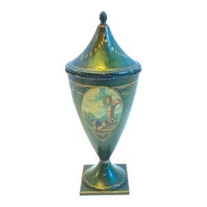 Vintage Tole Hand-Painted Chestnut Urn