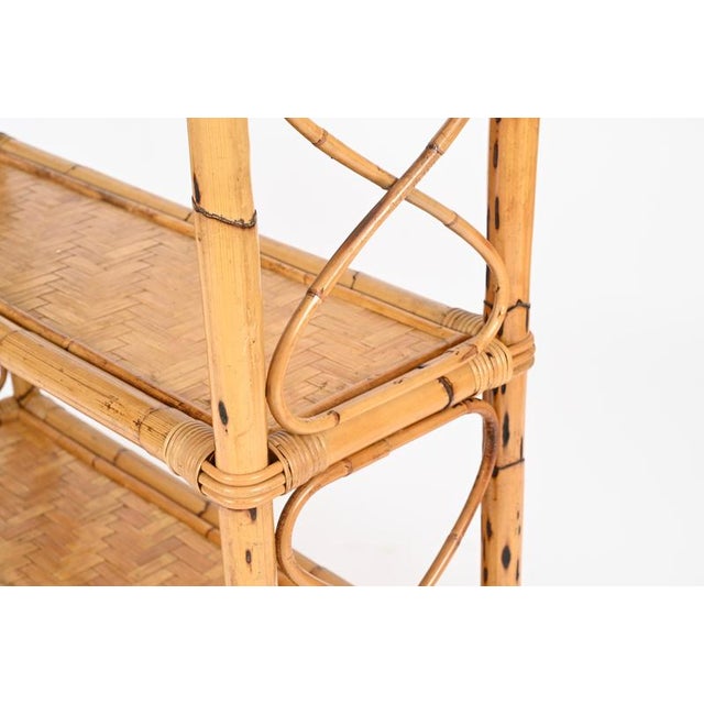 French Riviera Étagère or Console Table in Bamboo and Rattan, Italy, 1970s For Sale - Image 9 of 13