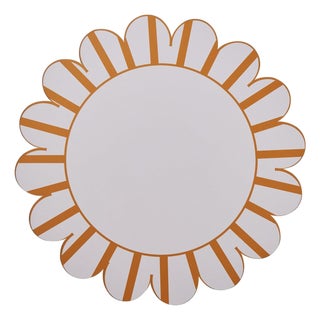 Jardin Amber Hardwood Scalloped Stripe Wipeable Placemats, Set of 4 For Sale