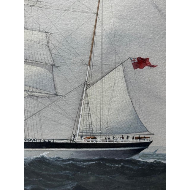 Late 19th Century British Marine Painting of the Four-Masted Barque Sindia, in the Manner of Richard Henry Neville-Cumming For Sale - Image 16 of 16