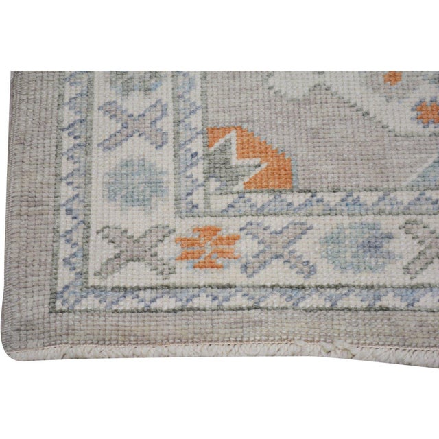 Turkish Turkish Oushak Knotted Wool Rug, 3'1''x11'2'' For Sale - Image 3 of 5