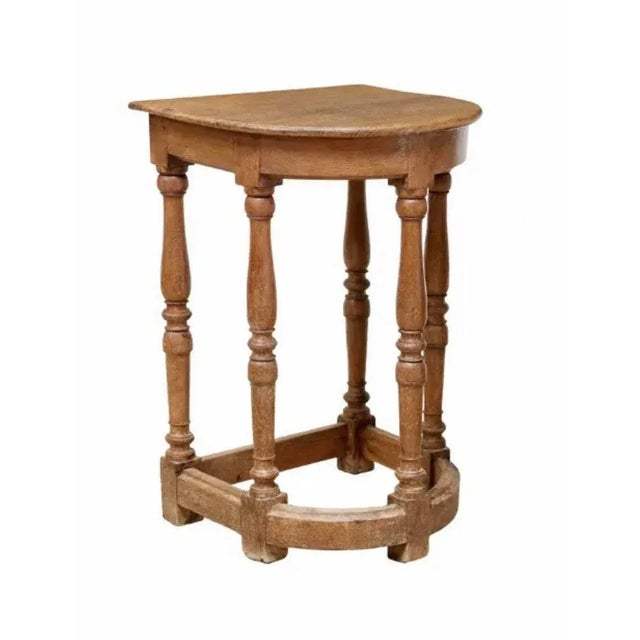 Rustic Antique Country European Louis XIII Style Demilune Side Table For Sale - Image 4 of 10