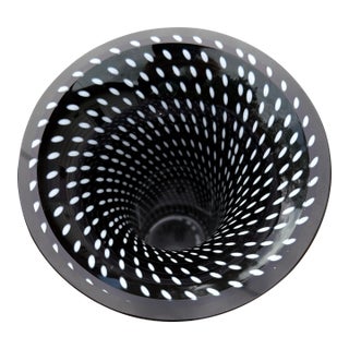 Rosenthal Studio Linie Black Art Glass Vase White Optic Swirl Germany For Sale