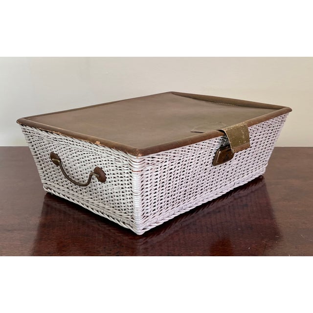 Early 20th Century Mark Cross Leather and Wicker Basket Sewing Box With Silk Lining For Sale - Image 15 of 18