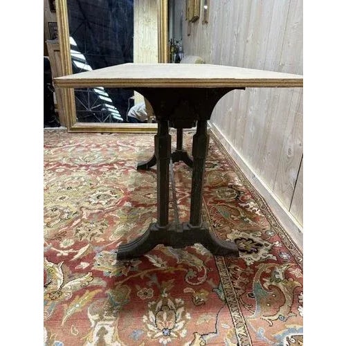 Art Deco Bistro Table with Cast Iron Legs For Sale - Image 3 of 6