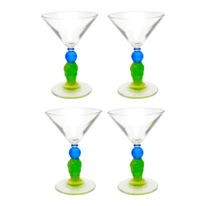 1990s Richard Jolley Signed Martini Glasses- Set of 4