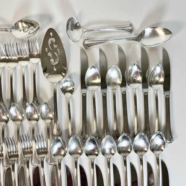 1970s Vintage Traditional Hollywood Regency Silver Plate Flatware - Set of 71 For Sale - Image 6 of 18
