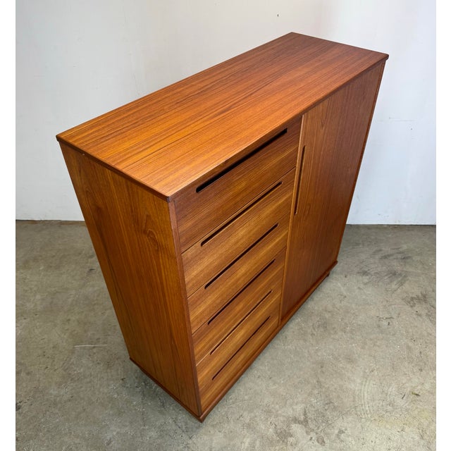 Mid Century Danish Modern Teak Tall Gentleman’s Chest / Armoire by Nils Jonsson for Torring For Sale - Image 10 of 12