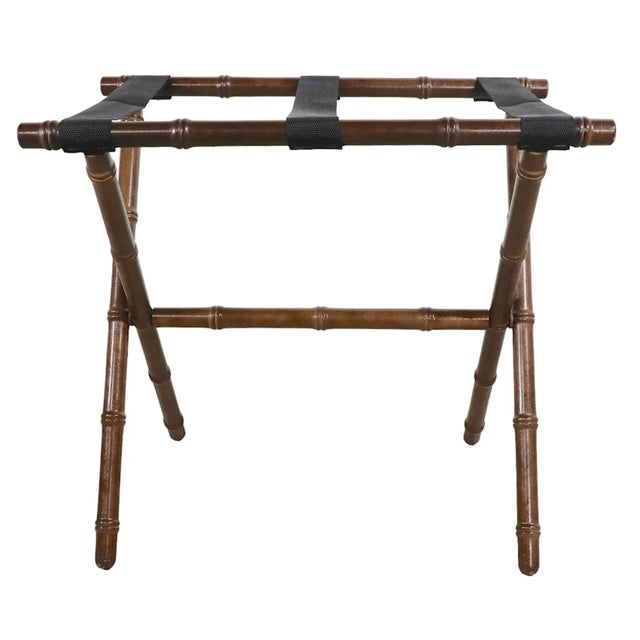 Brown Folding Valet Stand in Bamboo With Strapping Supports For Sale - Image 8 of 10