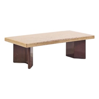 Paul Frankl for Johnson Furniture Mid Century Mahogany and Cork Coffee Table For Sale
