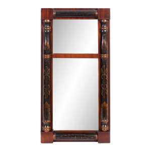 Connecticut Valley Stenciled Split Baluster Mirror, C. 1820-30
