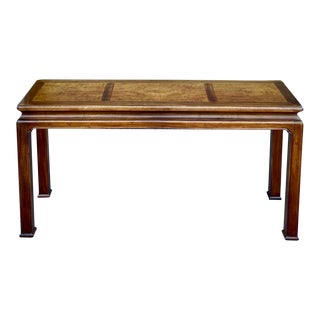 Vintage Henredon Asian Ming Style Maple & Burl Wood Console or Sofa Table For Sale