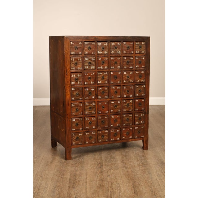 Chinese Antique Chinese Elm Wood Apothecary Cabinet With Multiple Drawers For Sale - Image 3 of 18