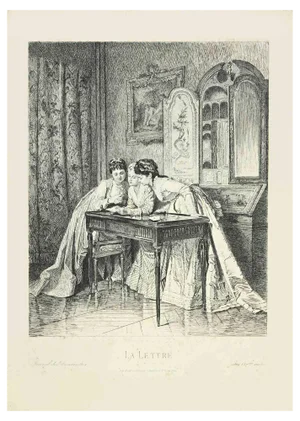 Léopold Flameng, La Lettre, Etching, 1869