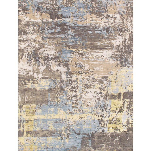 Pasargad Home Modern Abstract Silk & Wool Area Rug For Sale