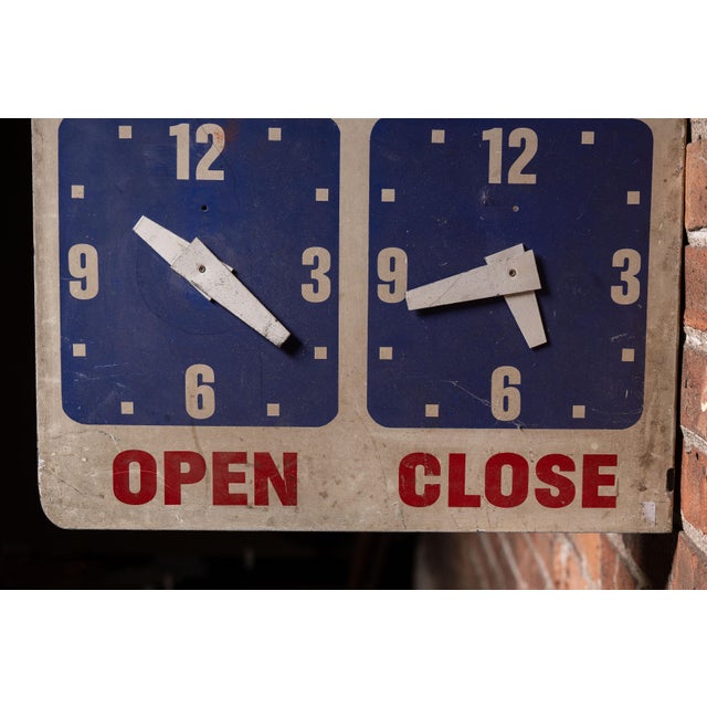 Vintage Open/Close Adjustable Clock Face Flange Business Sign For Sale - Image 11 of 12