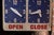 Vintage Open/Close Adjustable Clock Face Flange Business Sign For Sale - Image 11 of 12