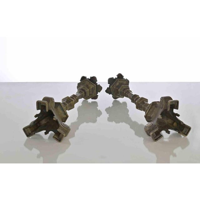 Pair of ancient brass candelabra. Some traces of oxidation, otherwise very good condition. Italy 19th Century.