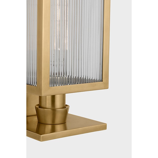Modern Barbara Barry for Visual Comfort Signature York 16" Single Box Sconce in Soft Brass with Clear Ribbed Glass For Sale - Image 3 of 9