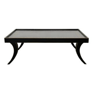 Vintage Black Slayed Legs Rectangular Low Coffee Table For Sale