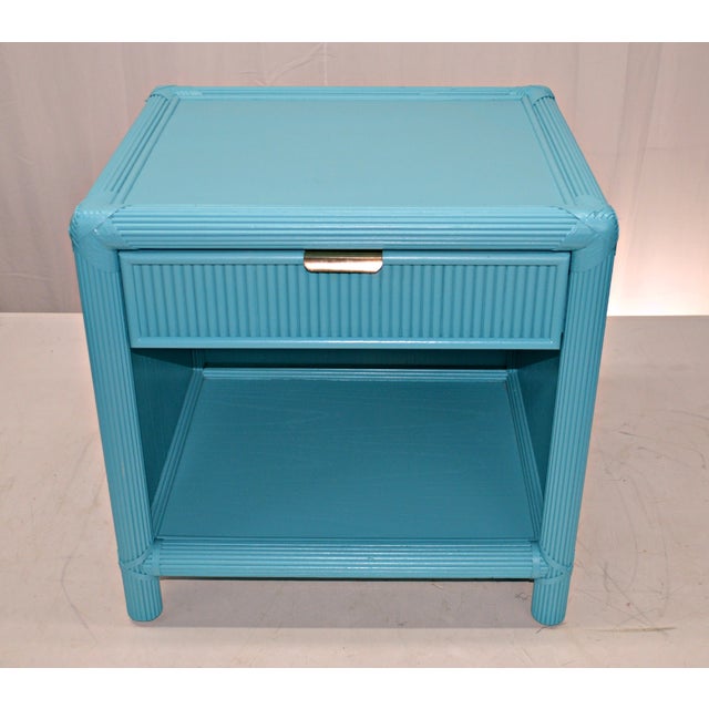 BlueGreen Rattan Nightstand Chairish