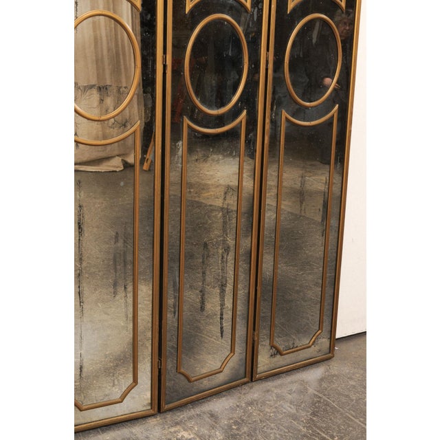 Mid 20th Century Antiqued Glass Folding Screen For Sale - Image 11 of 14