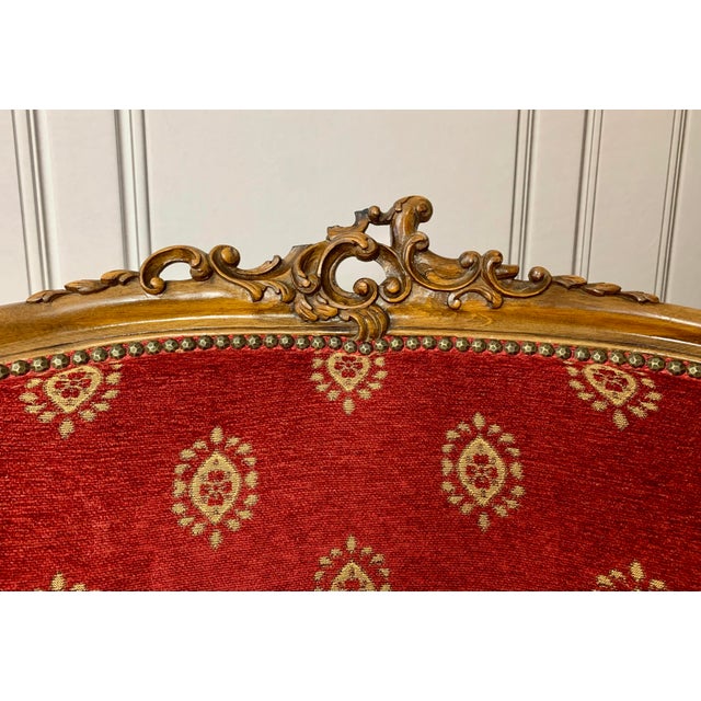 Red Late 19th Century Red Chenille Figural Hand Carved Cedar of Lebanon Regal Club Chair For Sale - Image 8 of 12