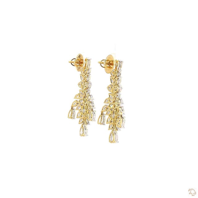 Metal 12.72 Carat Pear Shape Diamond Gold Earrings, Pair For Sale - Image 7 of 9