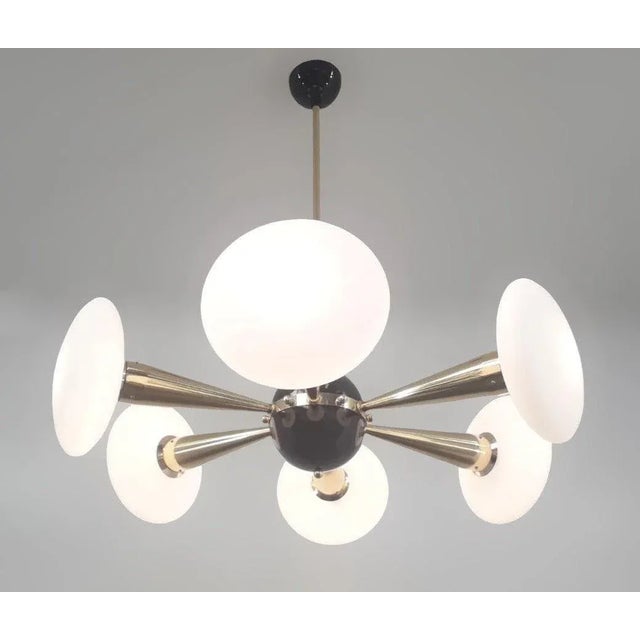 21st Century Sfinge Matte White Murano Glass and Brass Chandelier by Fabio LTD For Sale - Image 6 of 7