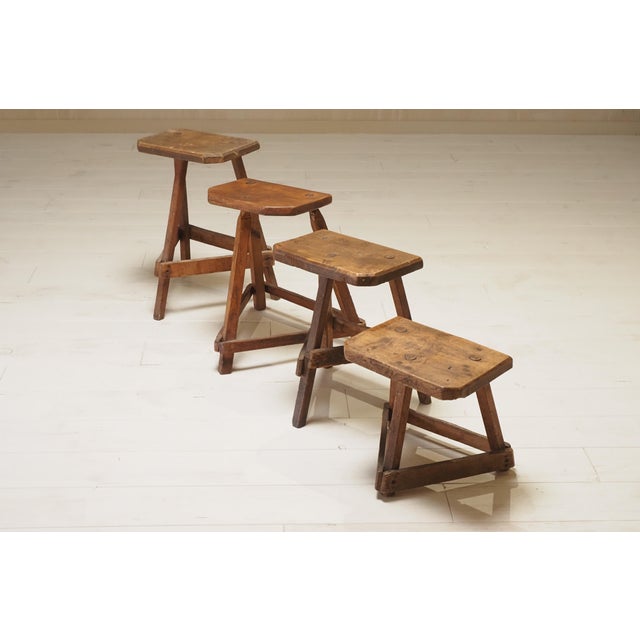 Antique English in Oak, 1800s, Set of 4 For Sale - Image 4 of 9