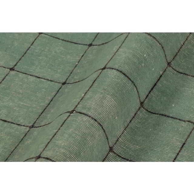 Mint Vintage Turkish Distressed Runner in Mint Green Geometric Design - Rug & Kilim For Sale - Image 8 of 9