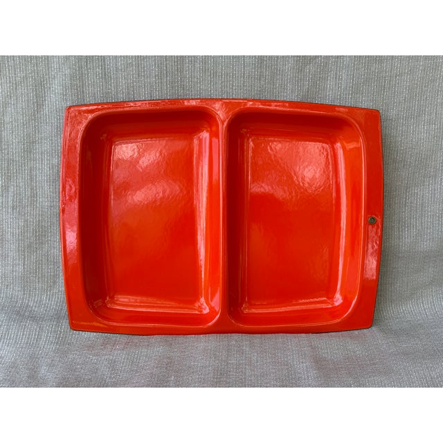 MCM Orange Enamel Divided Tray For Sale - Image 13 of 14