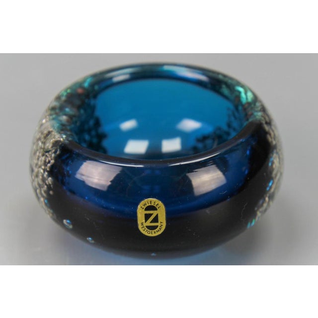 Small Blue Bubbled Glass Bowl by Zwiesel, Germany, 1970s For Sale - Image 6 of 16