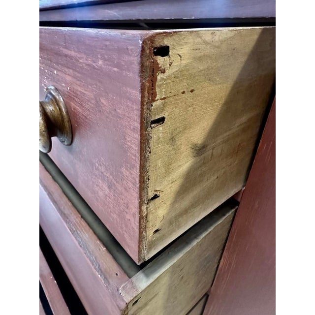 Wood Primitive Storage Chest/Cupboard in Red Paint For Sale - Image 7 of 11