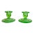 Pair of Early 20th Century Green Glow Candleholders For Sale