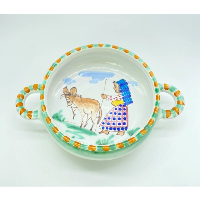 Vintage Italian Cava Dei Tirreni Pottery Bowls With Handles - a Pair For Sale In San Francisco - Image 6 of 8