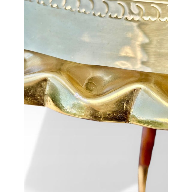 Brass Mid 20th Century Moroccan Hammered Brass & Teak "Spider Leg" Tray Table For Sale - Image 8 of 17