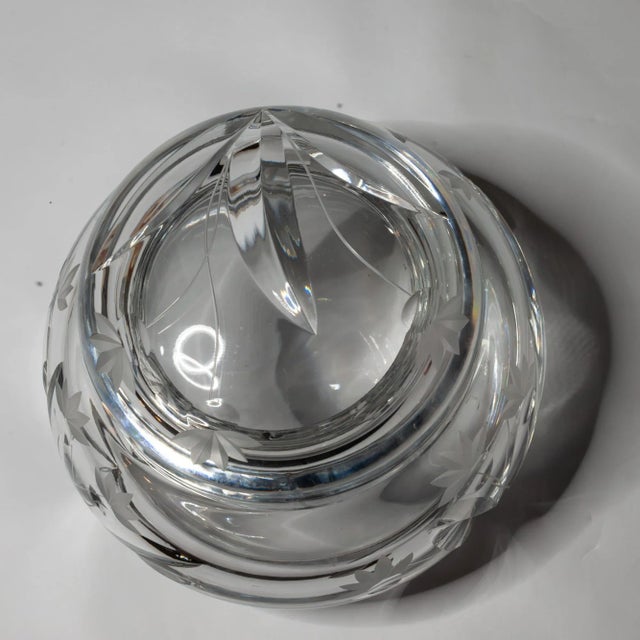 Glass Vintage Mid 20th Century Bohemian Crystal Quilted Cut Glass Candy Dish Bowl With Lid – Mark Palda Style For Sale - Image 7 of 7