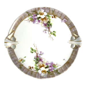 Early 20th Century Bauer & Pfeiffer Wurttemberg,Germany -Floral Porcelain Platter With Gold Trim