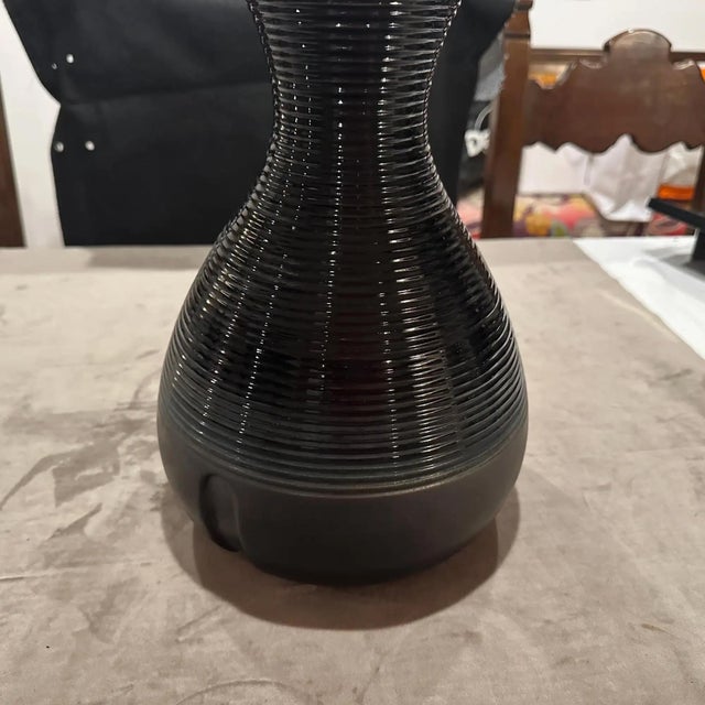 1970s Modern Gray and Black Ceramic Italian Vase by Ceramiche Santambrogio For Sale - Image 12 of 12