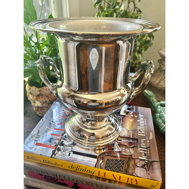 Hollywood Regency Vintage Silver Plate Trophy Form Champagne Ice Bucket With Removable Liner For Sale - Image 3 of 10