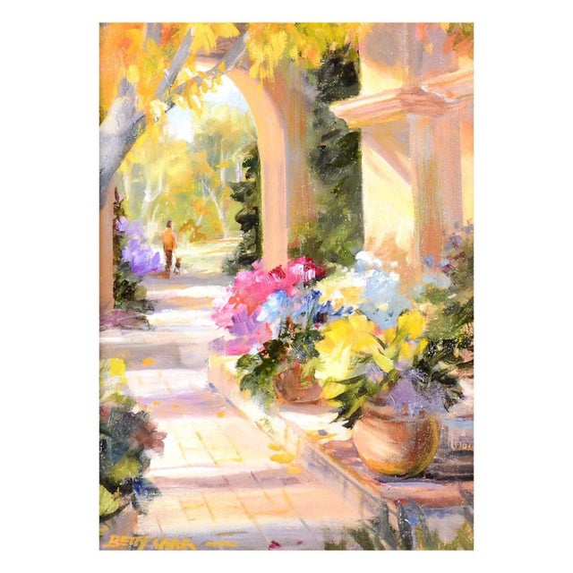 Betty Carr Colorful Stroll oil on board. This Betty Carr oil painting comes framed as shown. Dimensions (Image) 12″H X...
