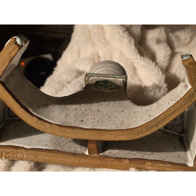 Mid Century Stoneware and Turquoise Candelabra For Sale - Image 4 of 13