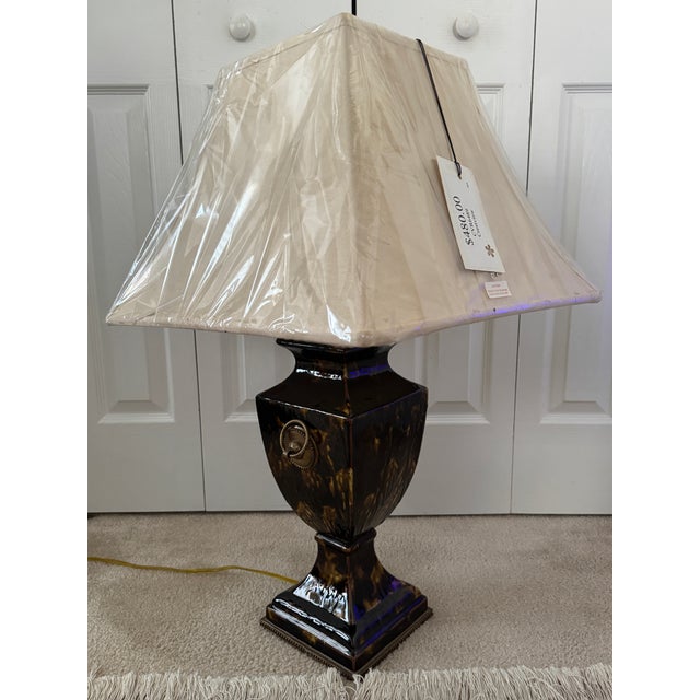 Contemporary Currey & Company Crestview Tortoise Shell Ceramic Neoclassical Table Lamps - Pair For Sale - Image 16 of 17