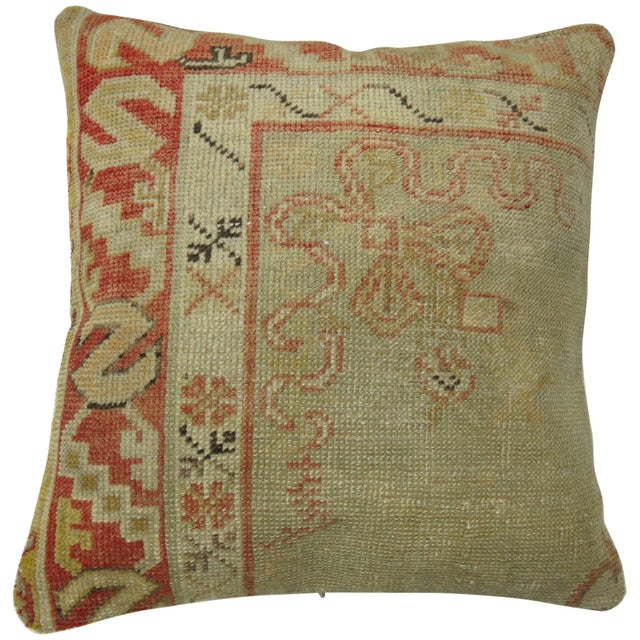 Pillow made from a vintage Turkish Oushak rug. 19'' x 20''